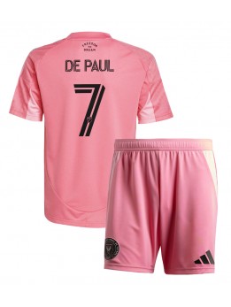 Billige Inter Miami Rodrigo De Paul #7 Hjemmedraktsett Barn 2025-26 Kortermet (+ Korte bukser)